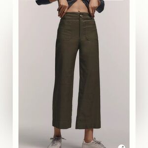 Anthropologie Maeve The Colette wide leg pants olive army green